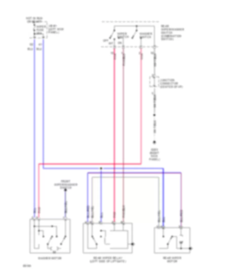 Rear Wiper Washer Wiring Diagram for Toyota Corolla LE 1994