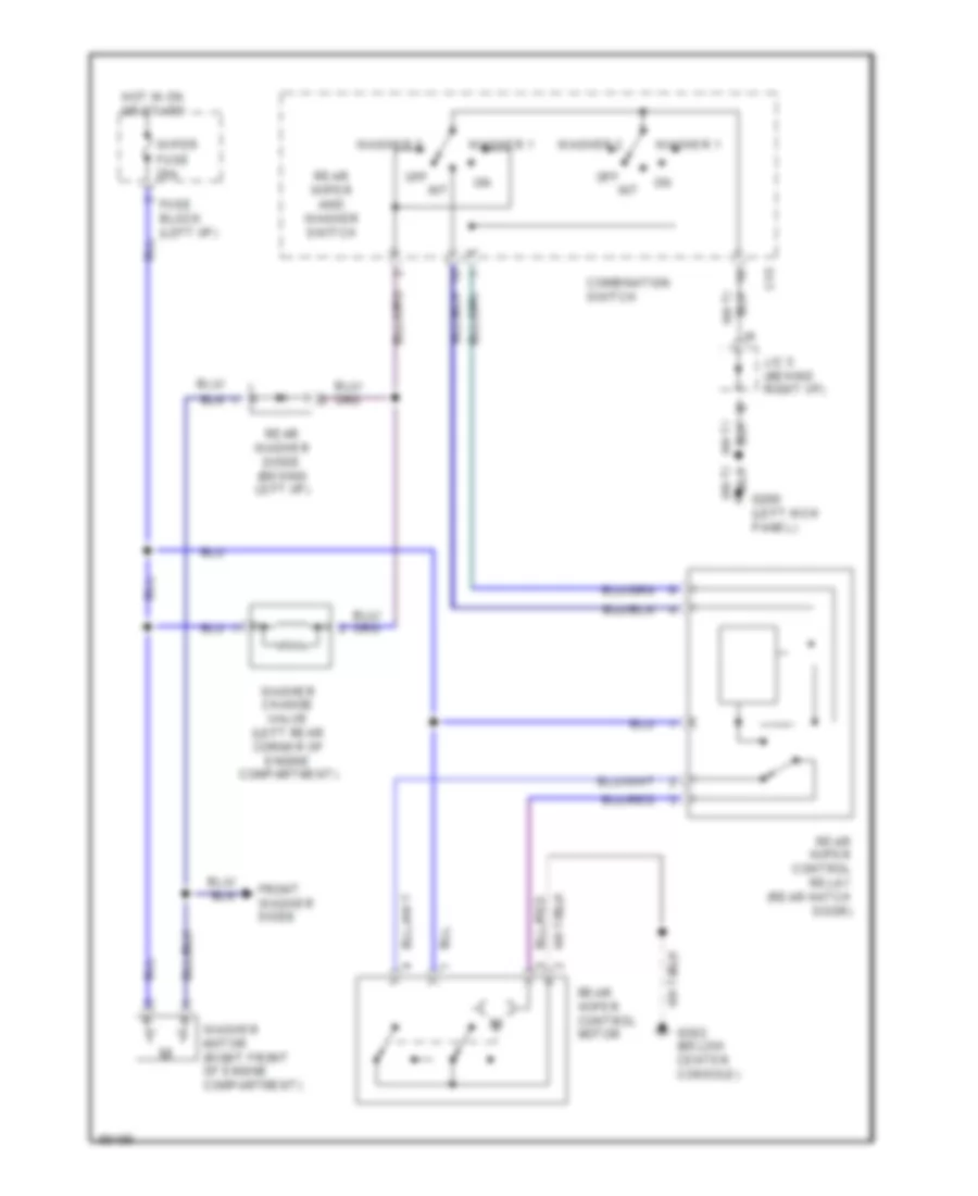 Электросхема заднего стеклоочистителя дворника и омывателя для Toyota Land Cruiser 1994