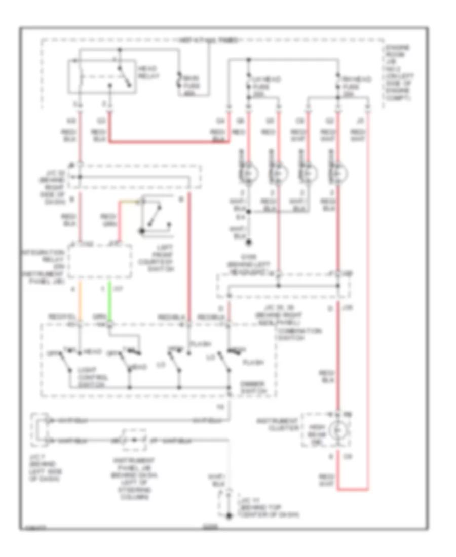 2 2L Headlight Wiring Diagram without DRL for Toyota Camry XLE 2001