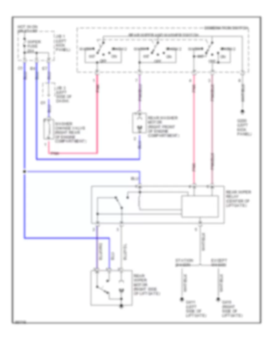 Электросхема заднего стеклоочистителя дворника и омывателя для Toyota Corolla GT-S 1991