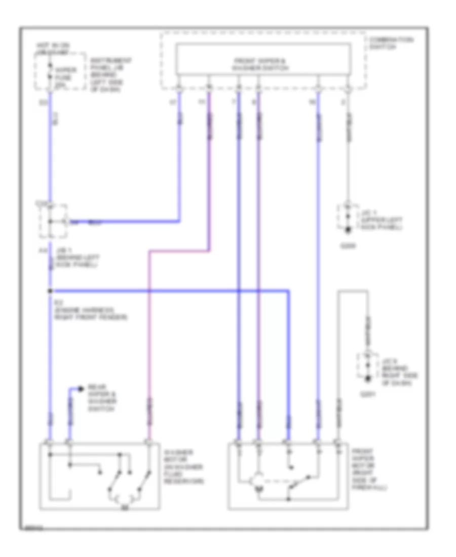 Front Wiper Washer Wiring Diagram for Toyota Celica GT 1998