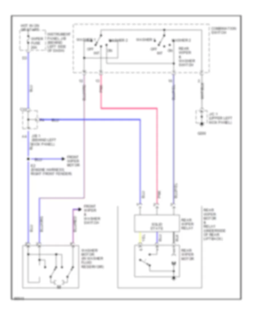 Электросхема заднего стеклоочистителя дворника и омывателя для Toyota Celica GT 1998