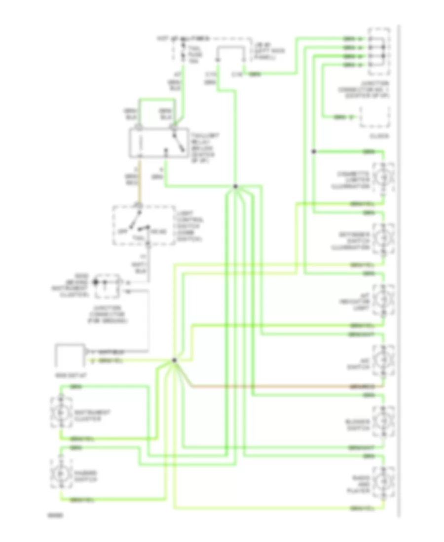 Instrument Illumination Wiring Diagram for Toyota Paseo 1994