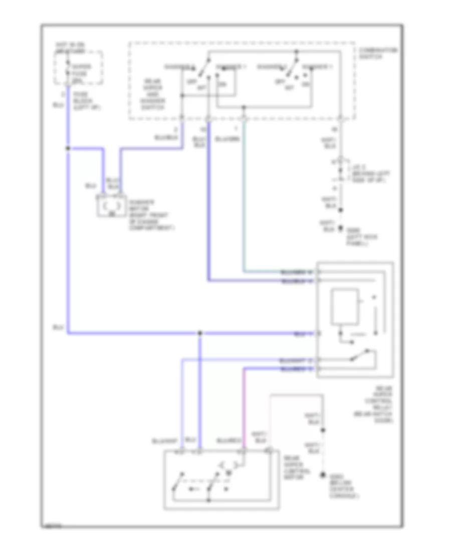 Электросхема заднего стеклоочистителя и омывателя стекла для Toyota Land Cruiser 1991
