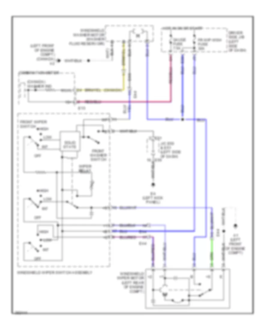 Электросхема передних стеклоочистителей дворников и омывателя лобового стекла для Toyota FJ Cruiser 2013