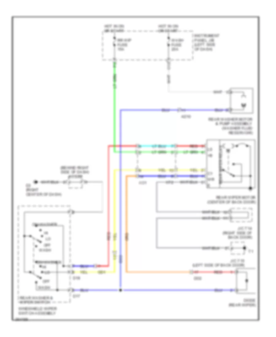 Электросхема заднего стеклоочистителя дворника и омывателя, Гибрид для Toyota Highlander Hybrid 2013