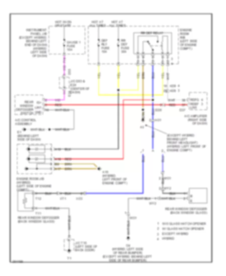 Rear Defogger Wiring Diagram for Toyota Highlander Limited 2013