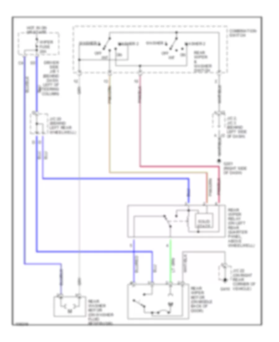 Rear Wiper Washer Wiring Diagram for Toyota Sienna CE 1998