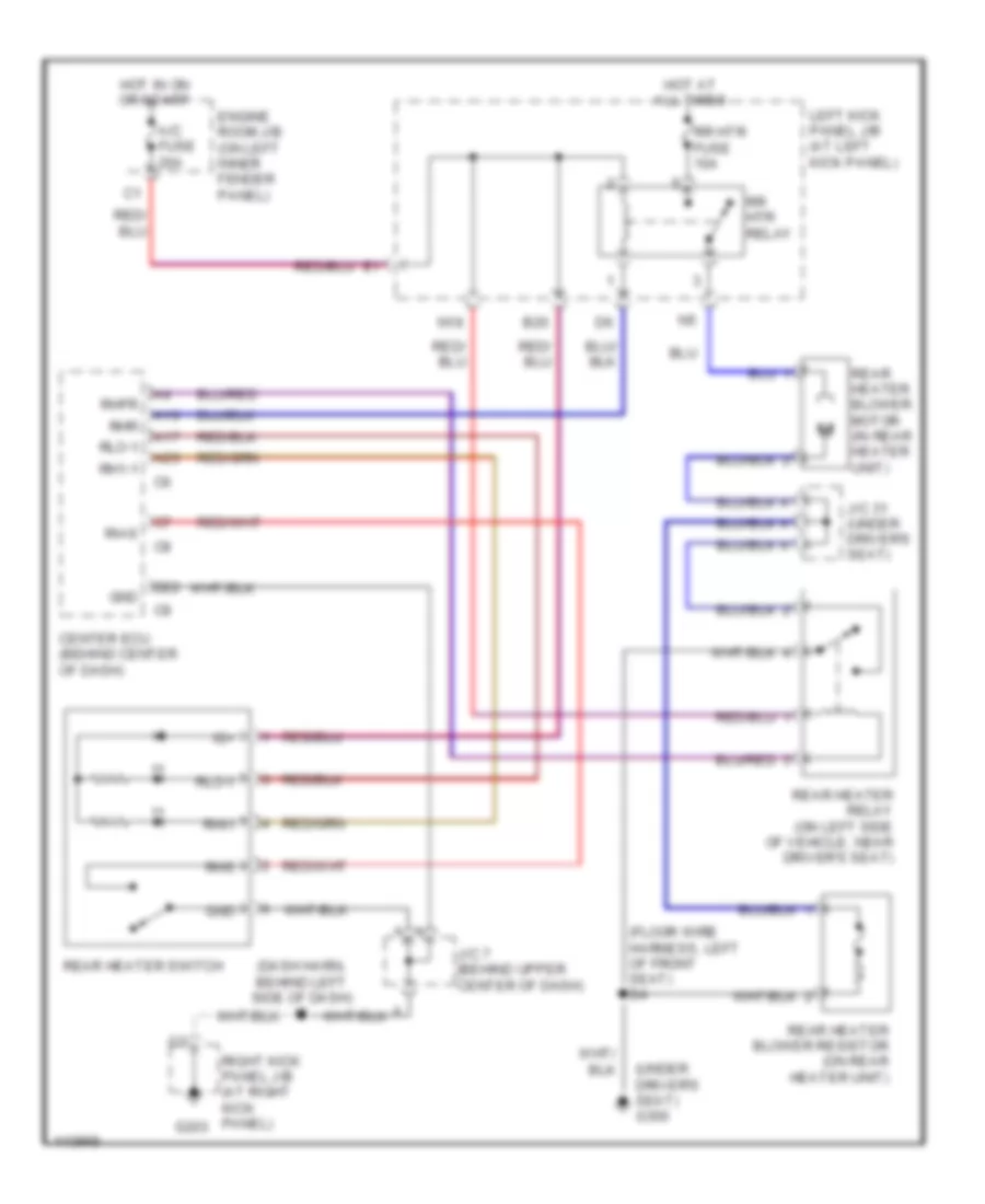 Rear Heater Wiring Diagram, without Navigation for Toyota Land Cruiser 2001