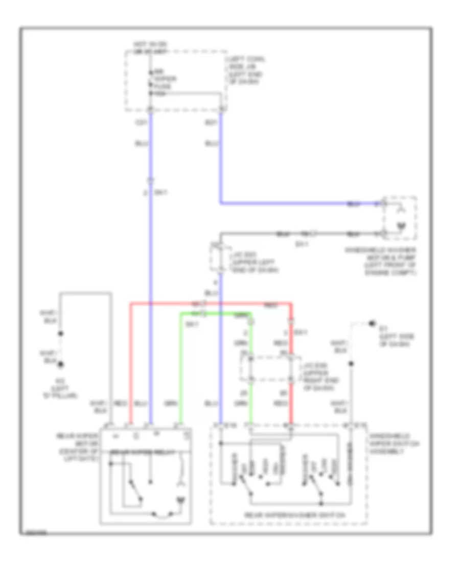Электросхема заднего стеклоочистителя дворника и омывателя для Toyota Land Cruiser 2013