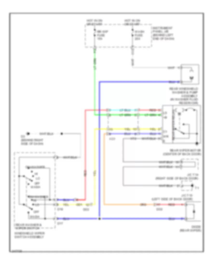 Электросхема заднего стеклоочистителя дворника и омывателя, Кроме Гибрида для Toyota Highlander Hybrid 2011
