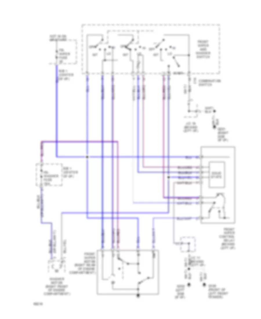 2.4L, Front WiperWasher Wiring Diagram for Toyota Previa DX 1994