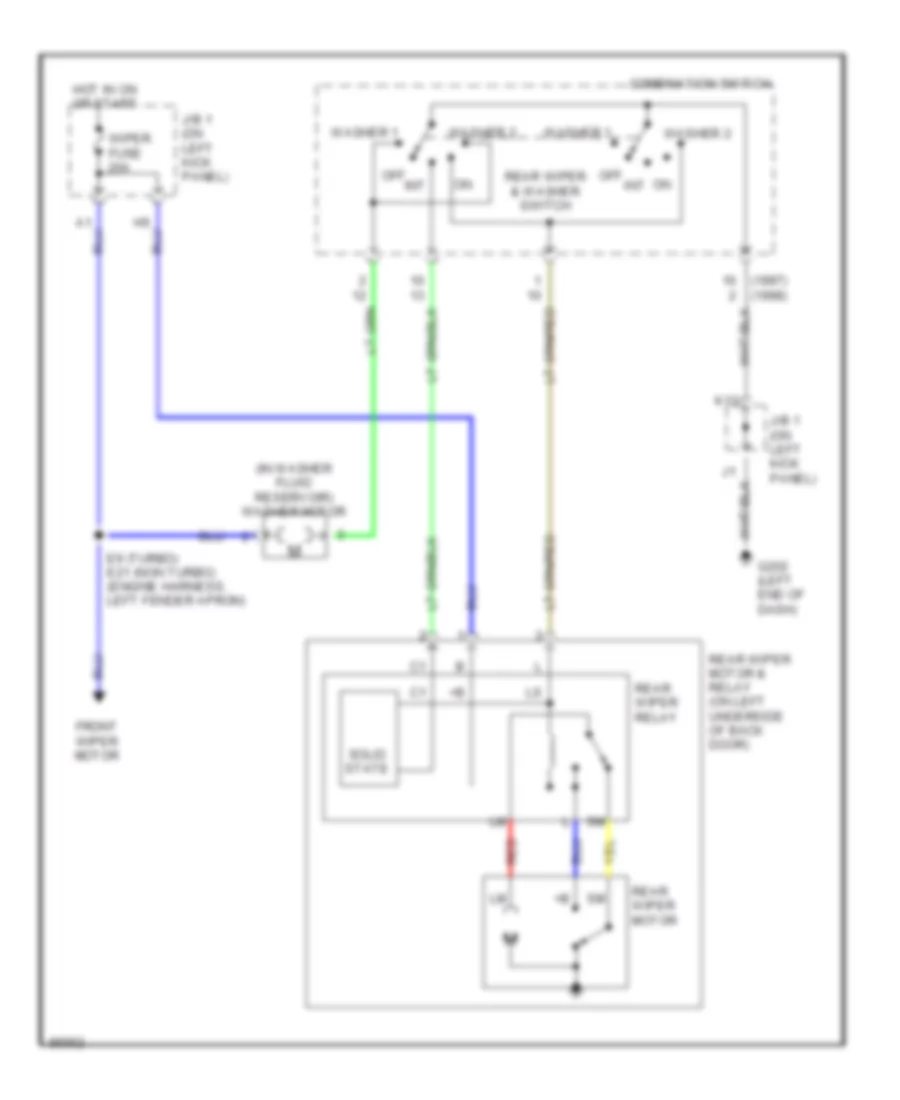 Электросхема заднего стеклоочистителя дворника и омывателя для Toyota Supra 1998