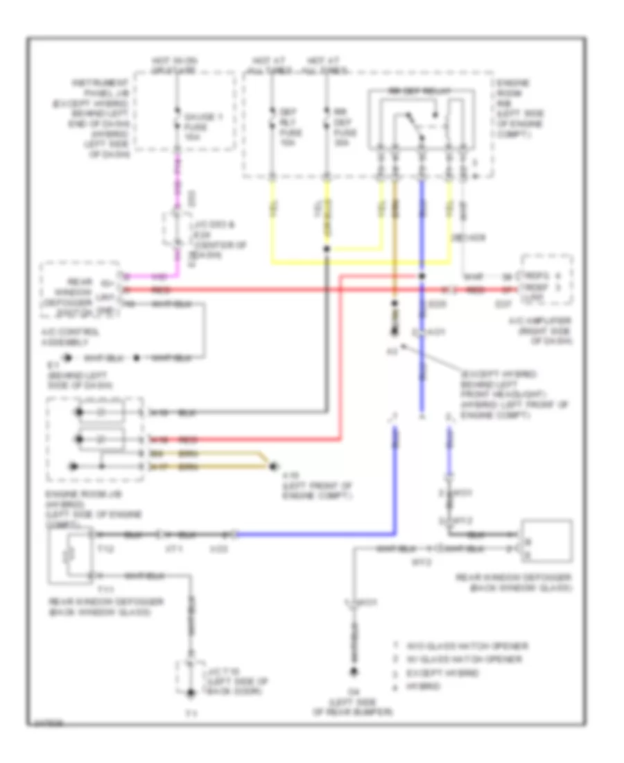 Rear Defogger Wiring Diagram for Toyota Highlander Limited 2011