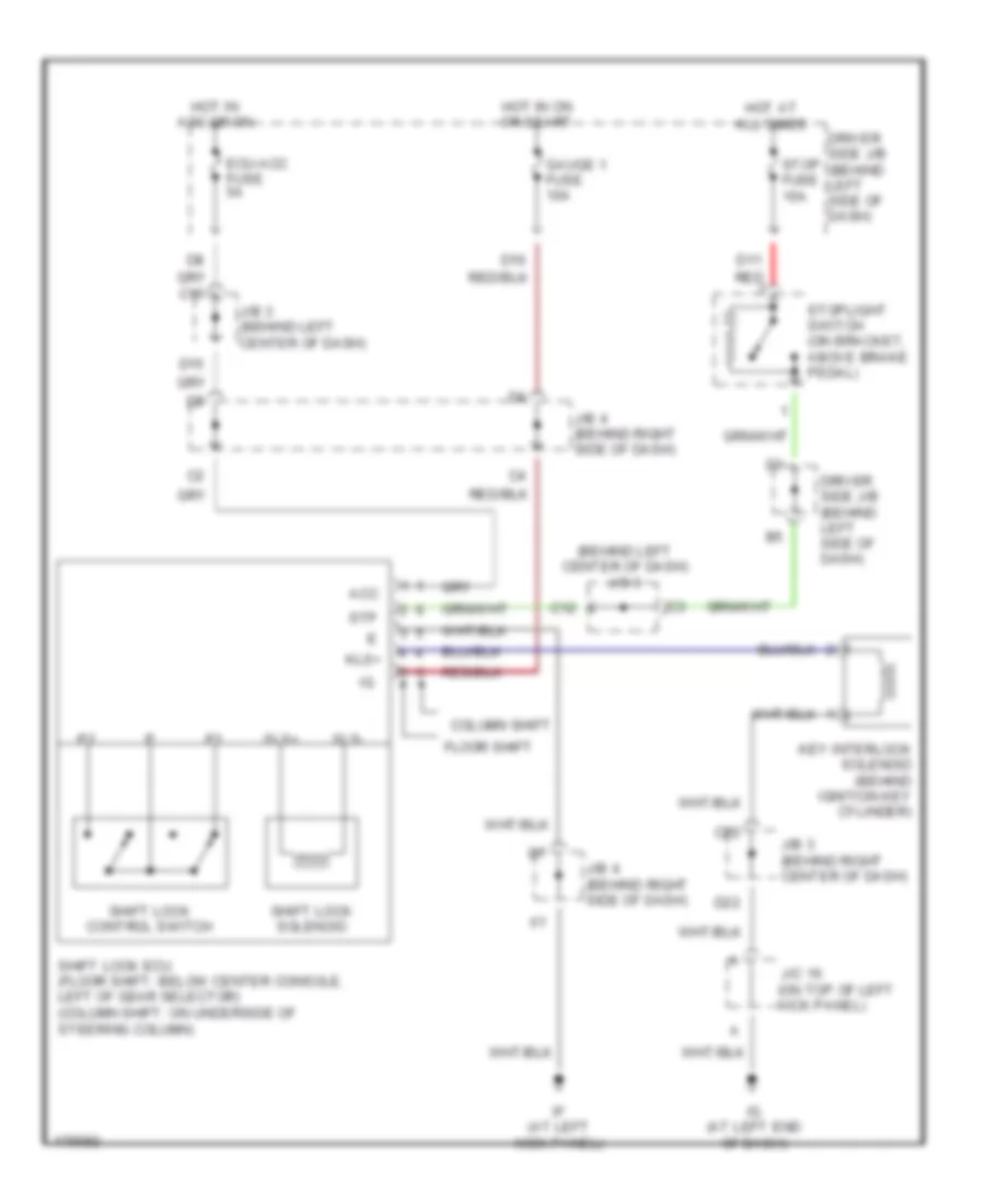 Shift Interlock Wiring Diagram for Toyota Avalon XL 2003