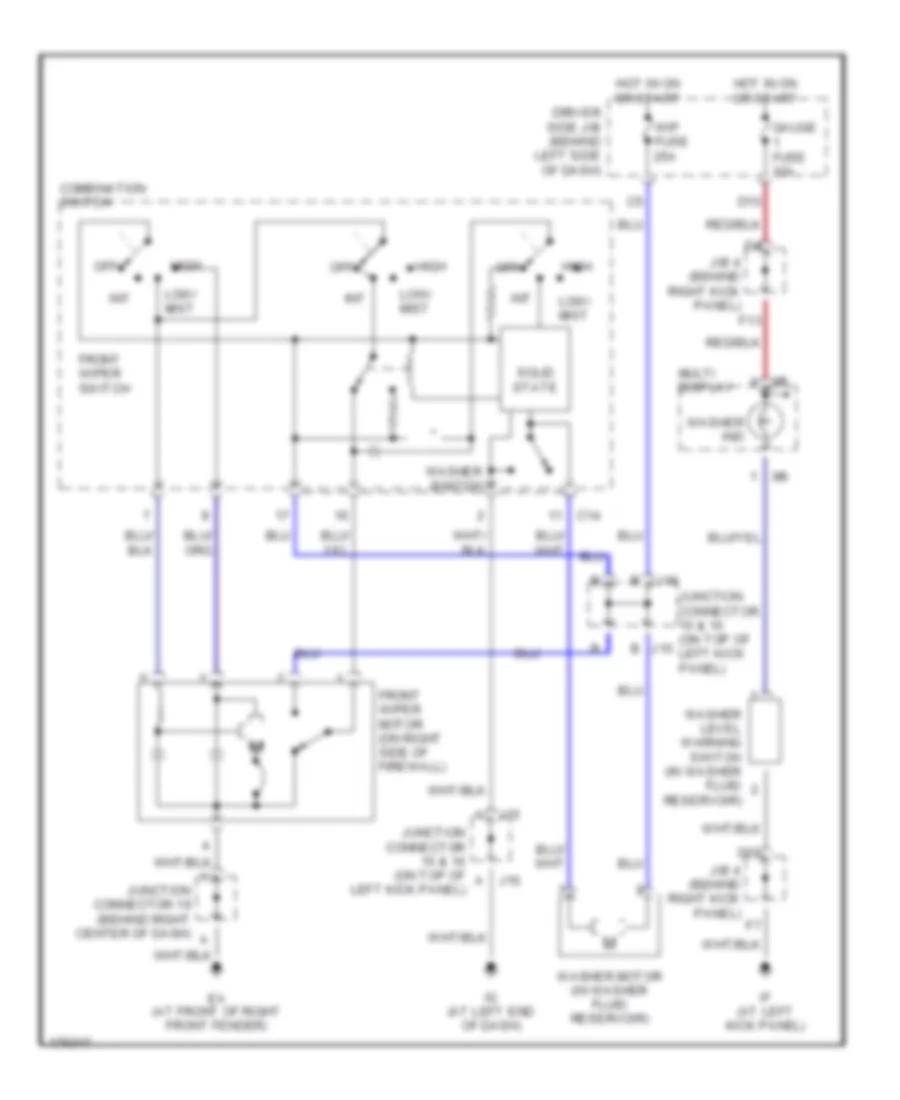 WiperWasher Wiring Diagram, without Auto Wiper System for Toyota Avalon XL 2003