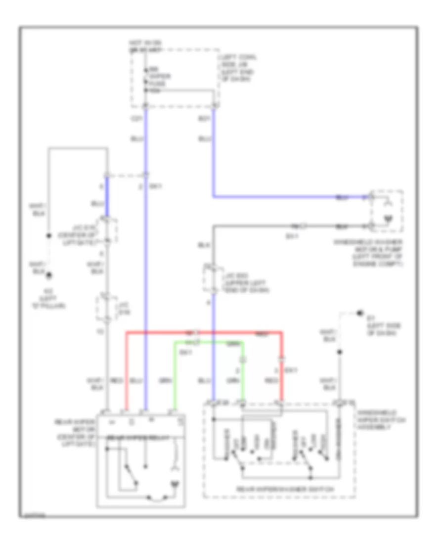 Электросхема заднего стеклоочистителя дворника и омывателя для Toyota Land Cruiser 2011