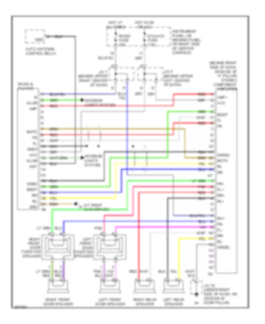 Radio Wiring Diagram, with Separate Amplifier for Toyota Celica GT 2005