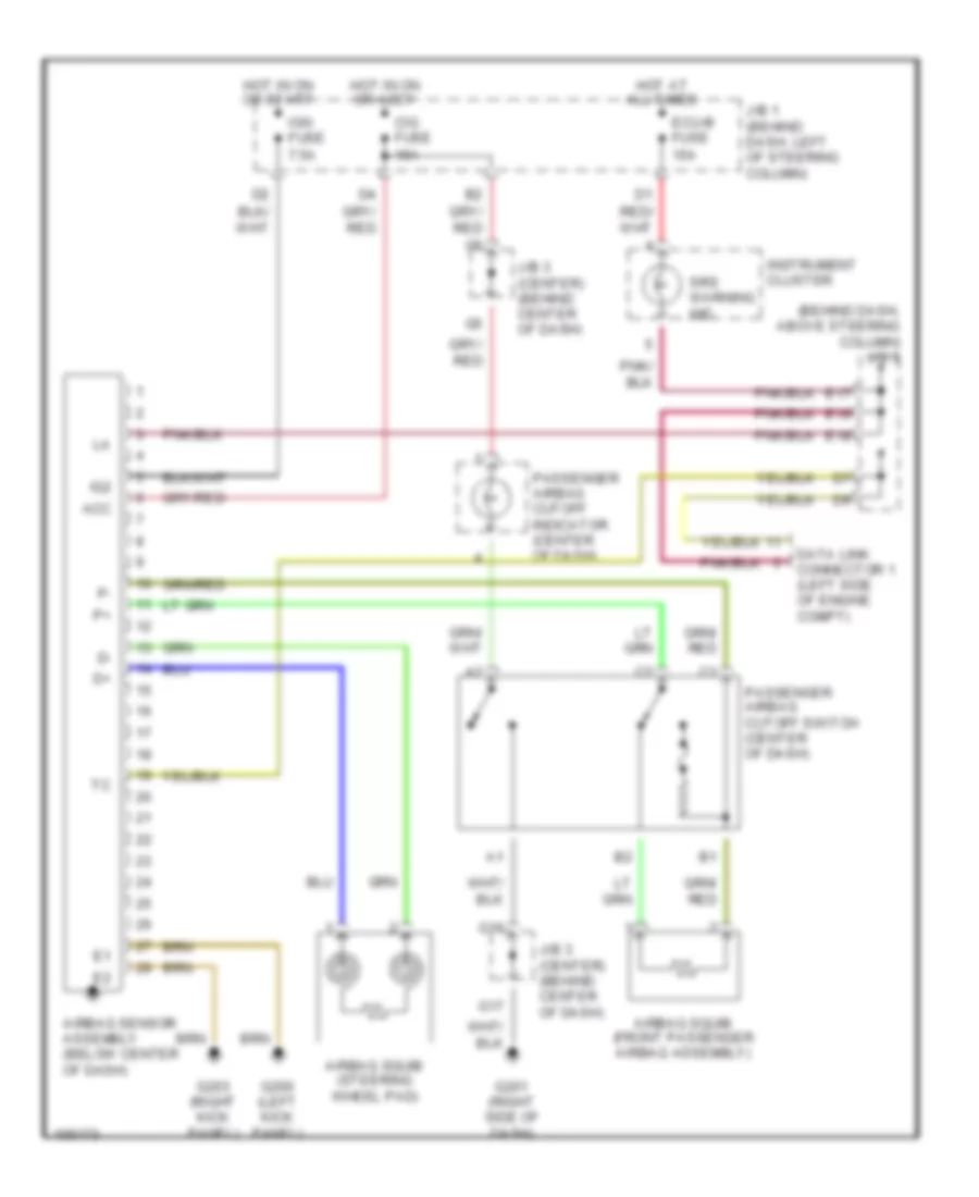 Supplemental Restraint Wiring Diagram for Toyota Tacoma 1998
