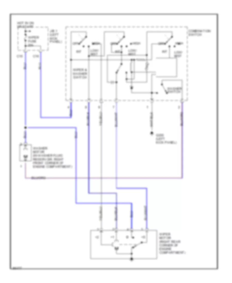 Электросхема передних стеклоочистителей дворников и омывателя лобового стекла для Toyota 4Runner SR5 1992