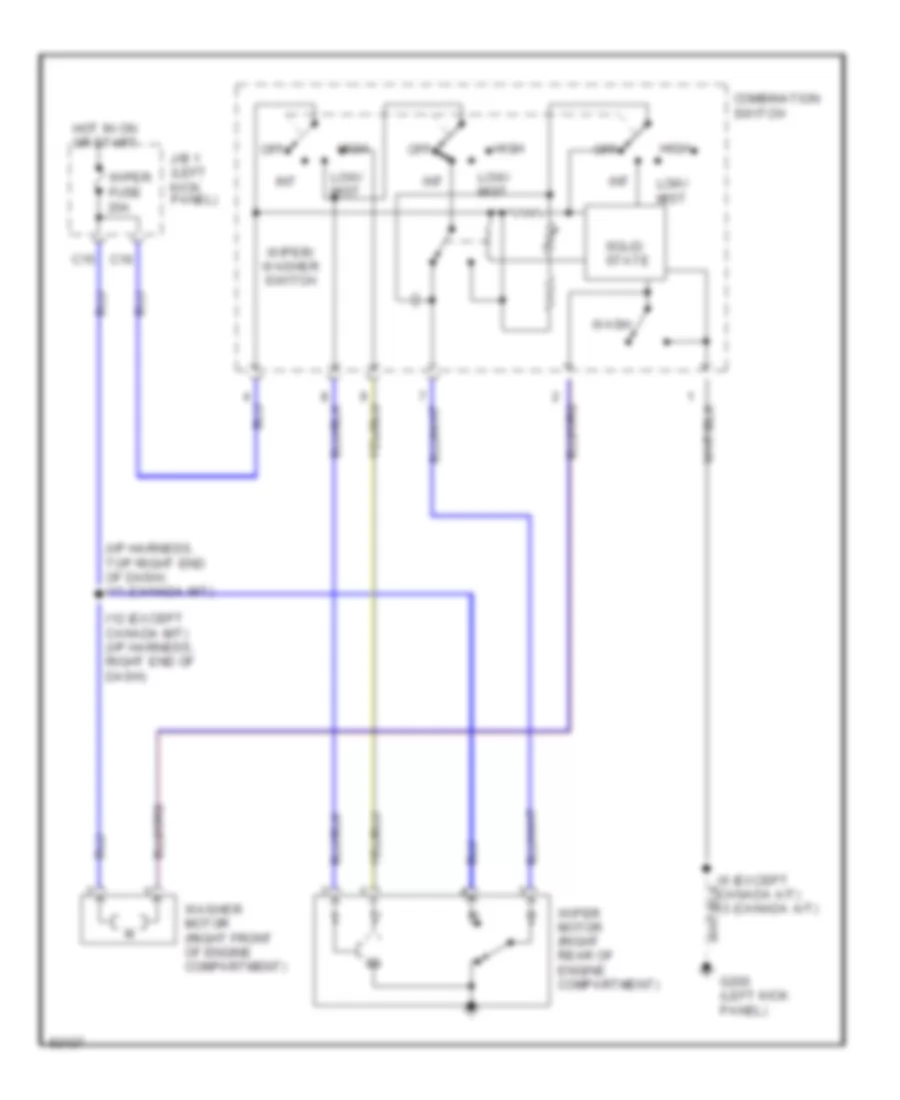 Электросхема стеклоочистителя, дворников и омывателя для Toyota Pickup SR5 1995