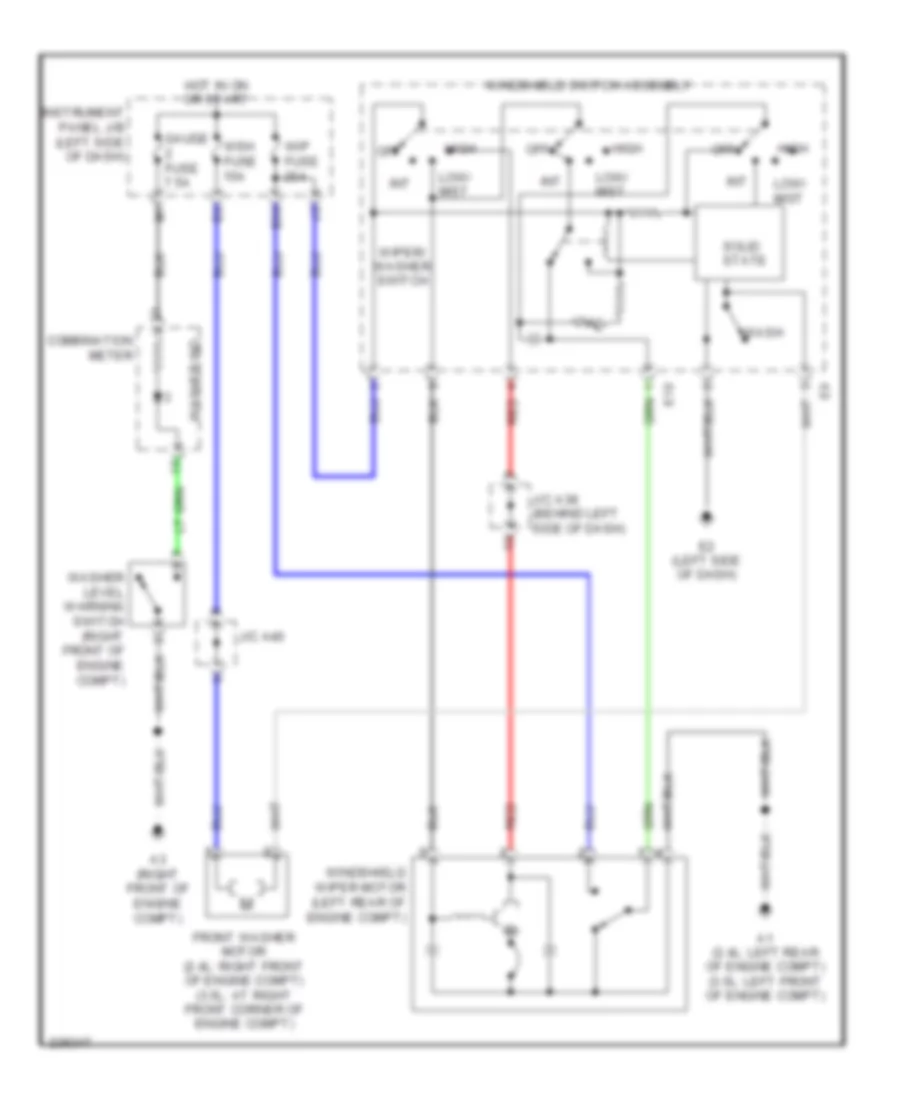 Электросхема передних стеклоочистителей дворников и омывателя лобового стекла для Toyota RAV4 Sport 2007