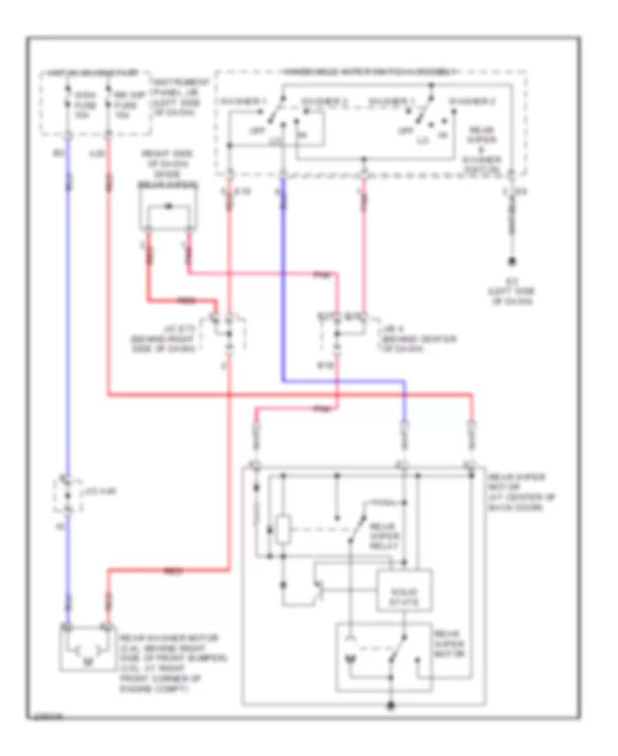 Электросхема заднего стеклоочистителя дворника и омывателя для Toyota RAV4 Sport 2007