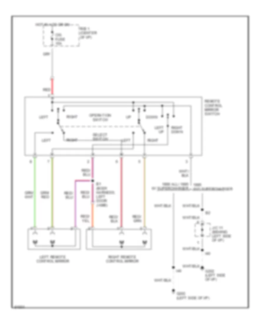 Power Mirror Wiring Diagram for Toyota Previa DX 1995