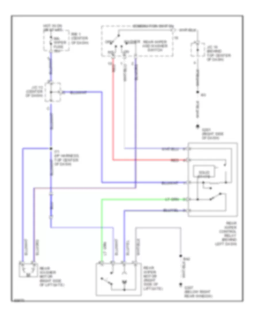 2.4L, Rear WiperWasher Wiring Diagram for Toyota Previa DX 1995