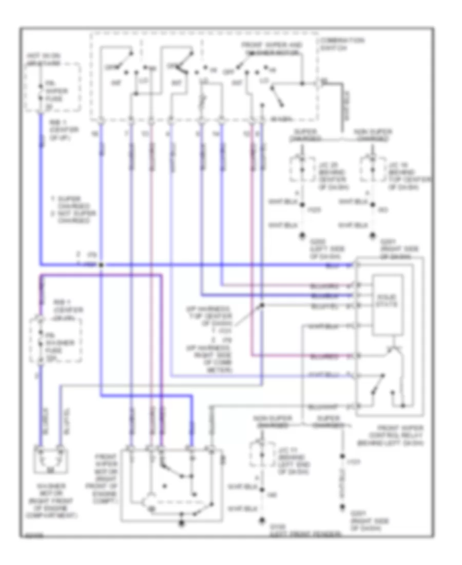 Front WiperWasher Wiring Diagram for Toyota Previa DX 1995