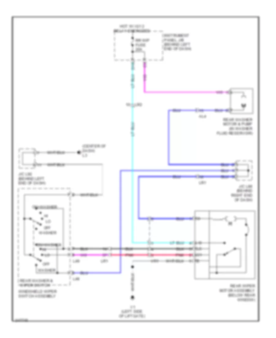 Электросхема заднего стеклоочистителя дворника и омывателя для Toyota Prius 2011