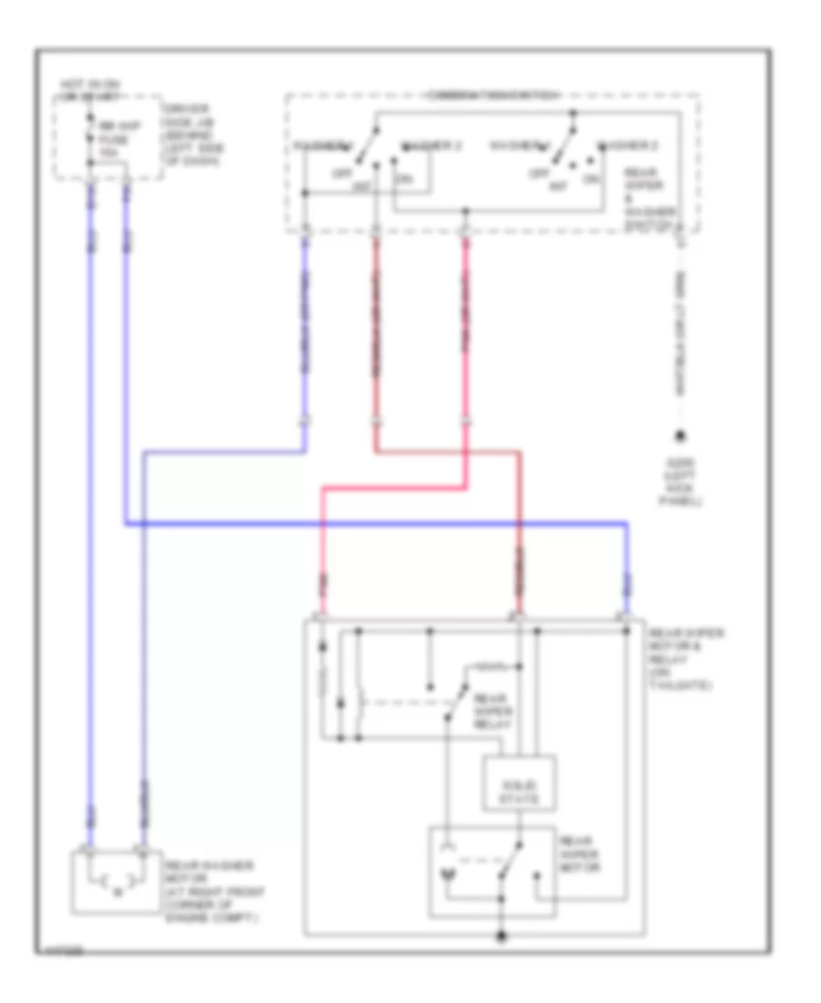 Электросхема заднего стеклоочистителя дворника и омывателя для Toyota RAV4 2001