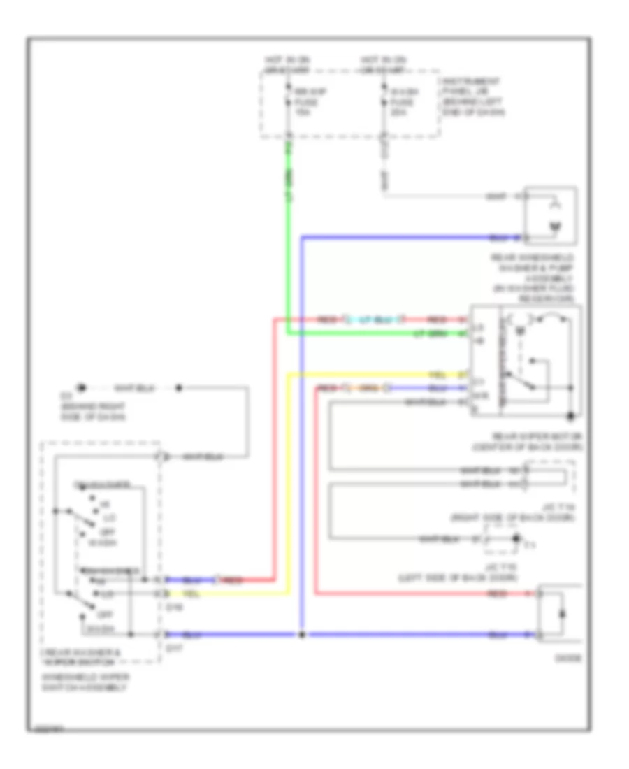 Электросхема заднего стеклоочистителя дворника и омывателя, Кроме Гибрида для Toyota Highlander 2010