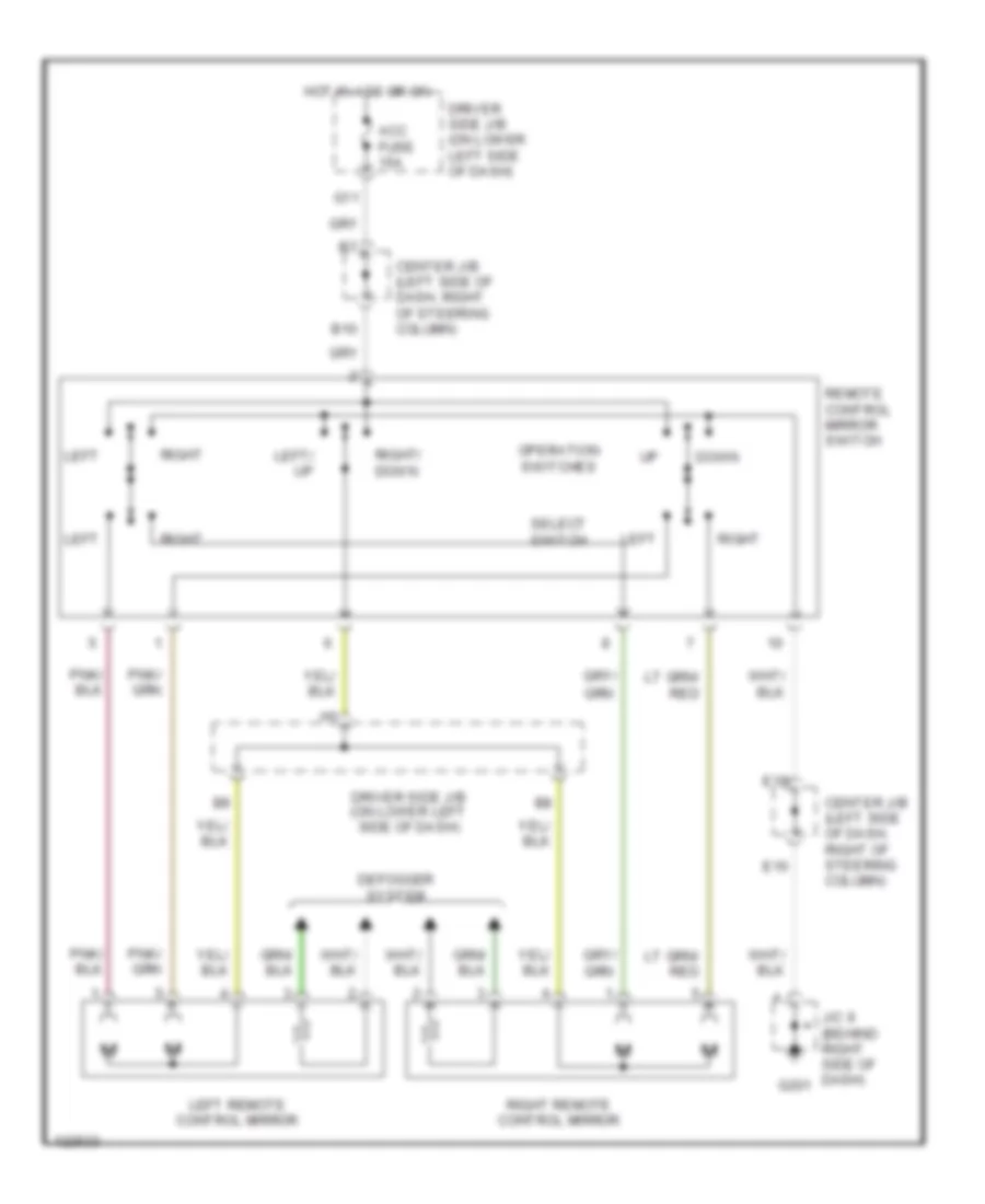Power Mirror Wiring Diagram, without Power Windows for Toyota 4Runner 1999