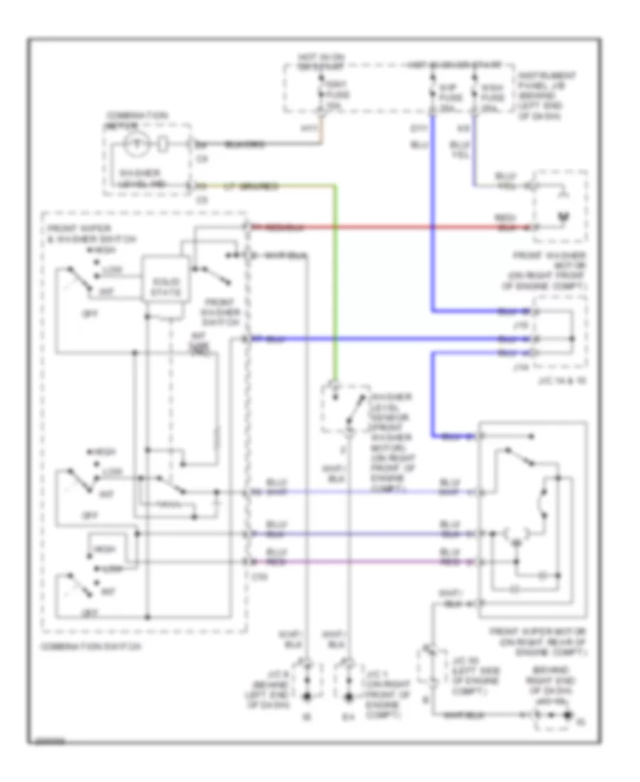 Электросхема передних стеклоочистителей дворников и омывателя лобового стекла для Toyota Sequoia SR5 2007