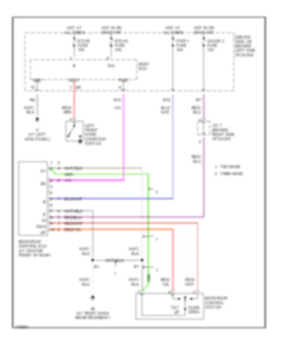 Moonroof Wiring Diagram for Toyota Camry SE 2003