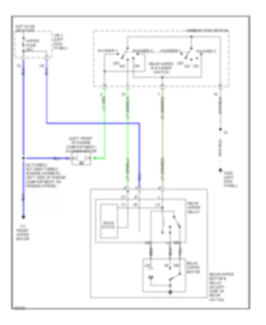 Электросхема заднего стеклоочистителя дворника и омывателя для Toyota Supra 1995