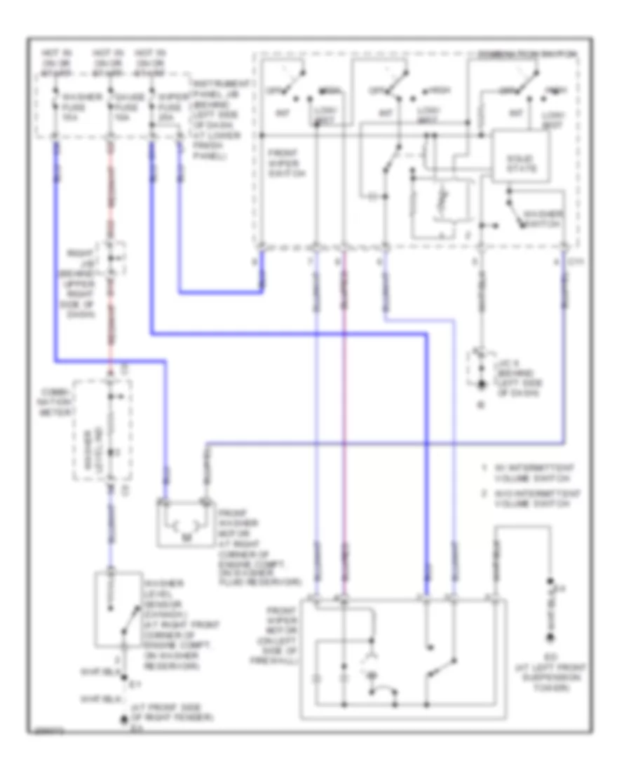 Электросхема стеклоочистителя, дворников и омывателя для Toyota Corolla XRS 2005