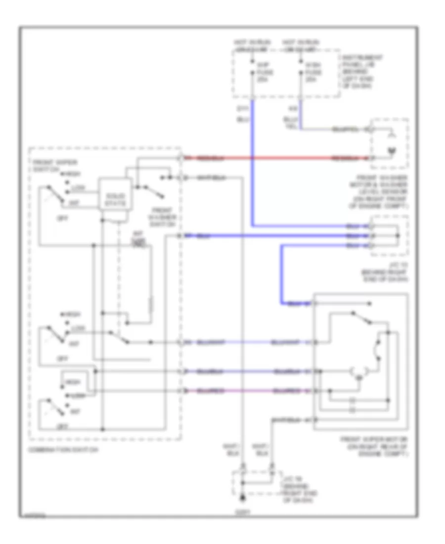 Электросхема передних стеклоочистителей дворников и омывателя лобового стекла для Toyota Sequoia Limited 2001