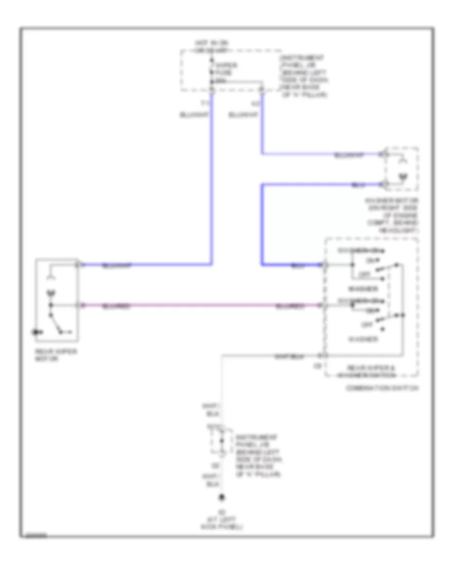 Электросхема заднего стеклоочистителя дворника и омывателя для Toyota ECHO 2005