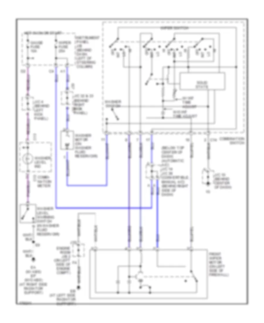 Электросхема стеклоочистителя, дворников и омывателя для Toyota Camry Solara SLE 2003