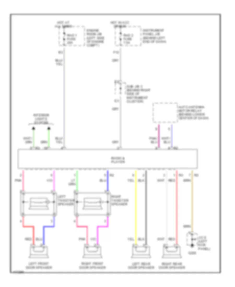 Radio Wiring Diagrams 6 Speaker System for Toyota Sequoia SR5 2001