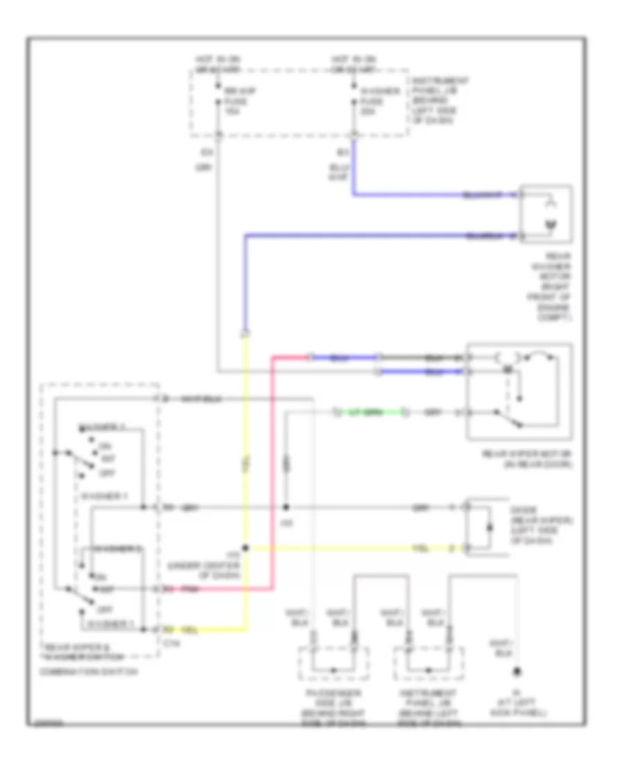 Rear Wiper Washer Wiring Diagram for Toyota Highlander Limited 2005