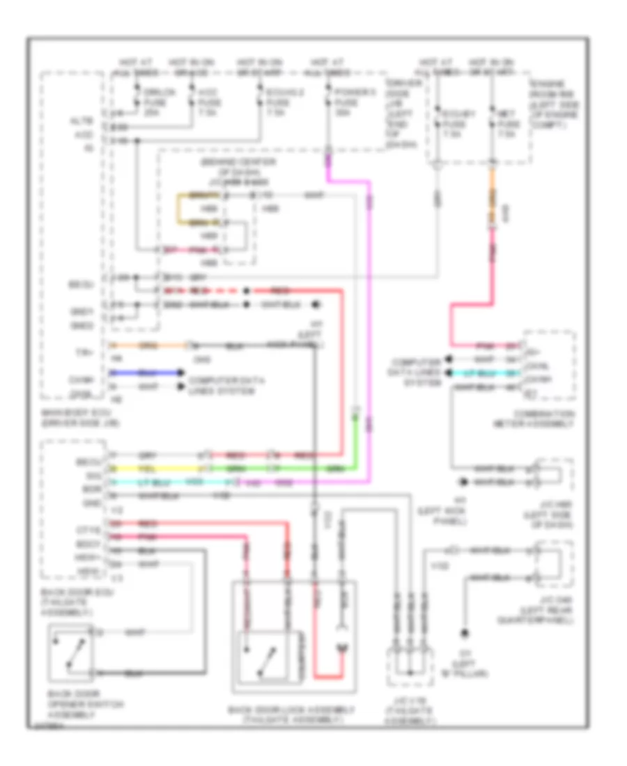 Back Door Opener Wiring Diagram without Power Back Door for Toyota Sequoia SR5 2011