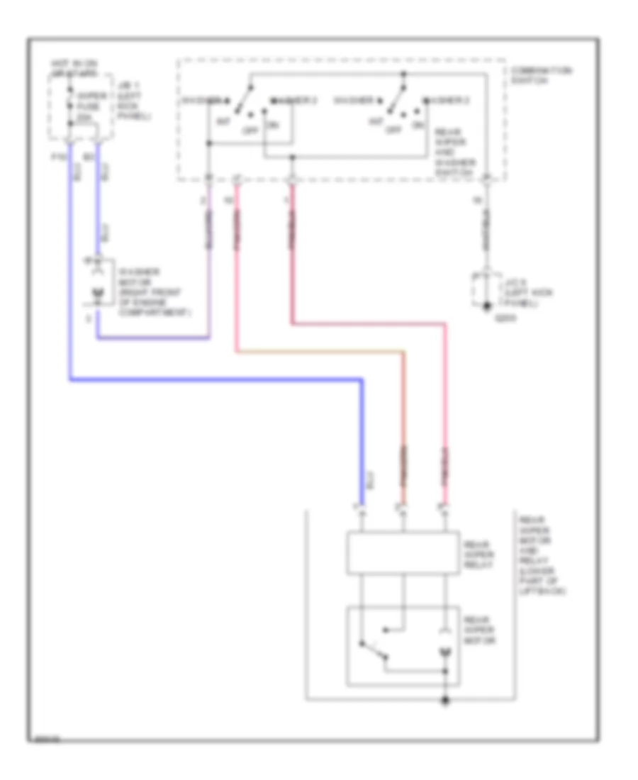 Электросхема заднего стеклоочистителя дворника и омывателя для Toyota Celica ST 1992