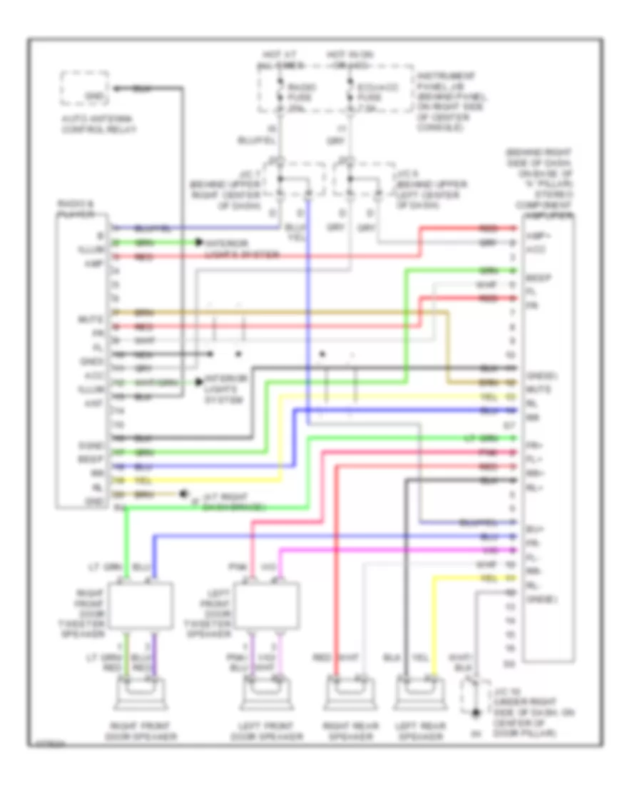Radio Wiring Diagram, with Separate Amplifier for Toyota Celica GT-S 2003