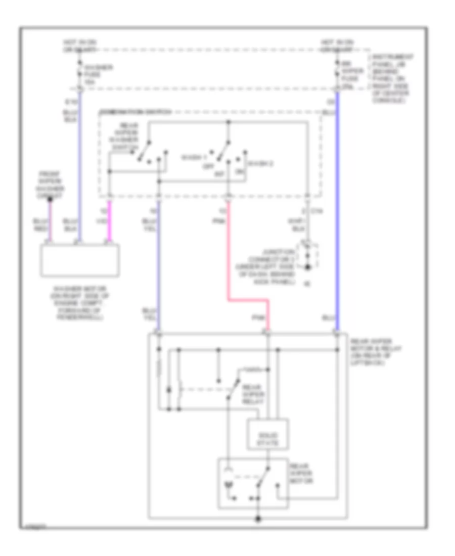 Электросхема заднего стеклоочистителя дворника и омывателя для Toyota Celica GT-S 2003