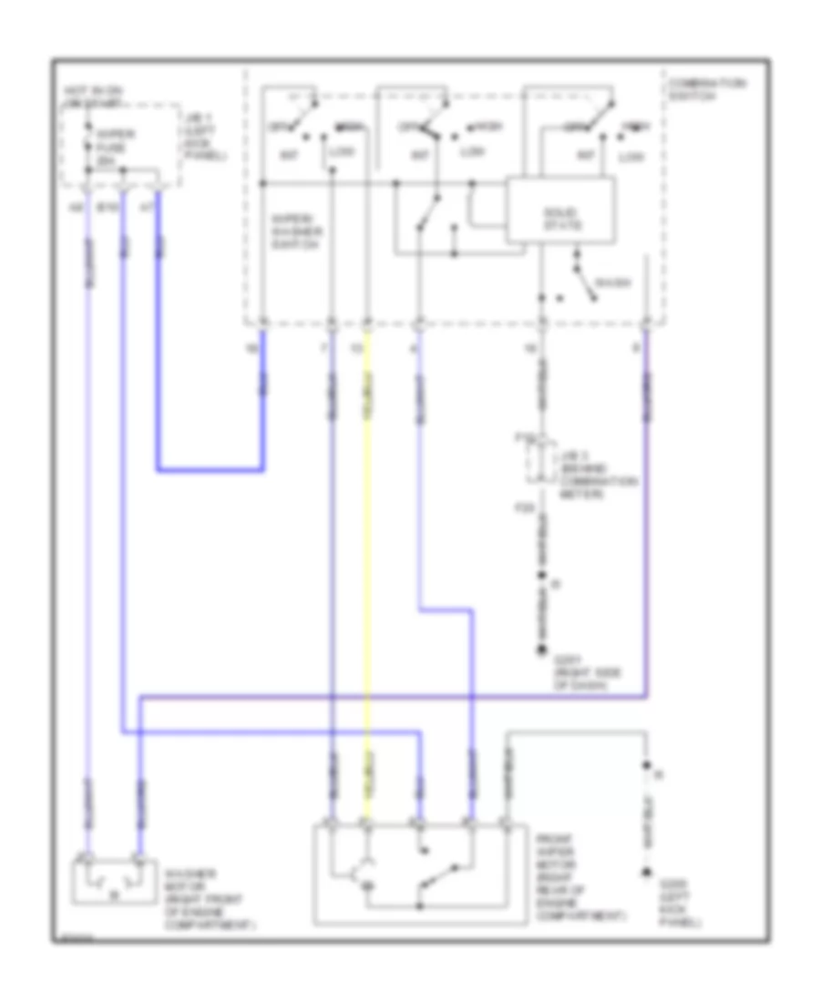 Электросхема стеклоочистителя, дворников и омывателя для Toyota Tacoma SR5 1995