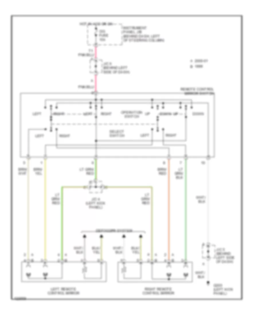 Power Mirror Wiring Diagram for Toyota Camry Solara SE 1999