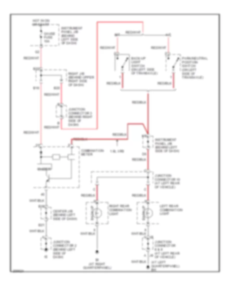 Back up Lamps Wiring Diagram for Toyota Matrix XR 2005